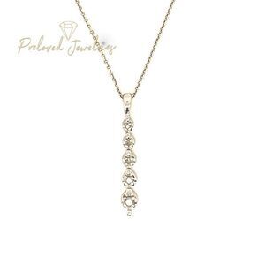 Silver 925 5-Diamonds Drop Pendant Necklace